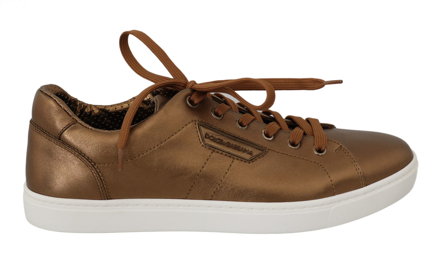 Dolce &amp; Gabbana Gouden Leren Heren Casual Sneakers