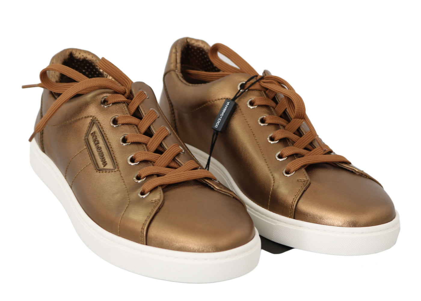 Dolce &amp; Gabbana Gouden Leren Heren Casual Sneakers