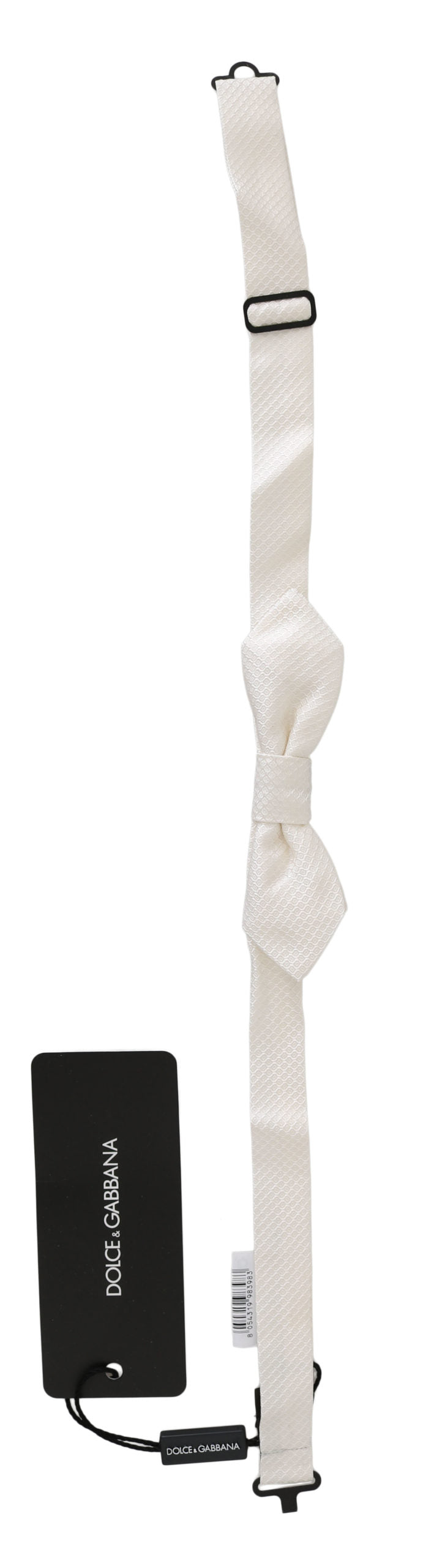 Dolce &amp; Gabbana Witte 100% Zijden Slanke Verstelbare Hals Papillon Heren Stropdas