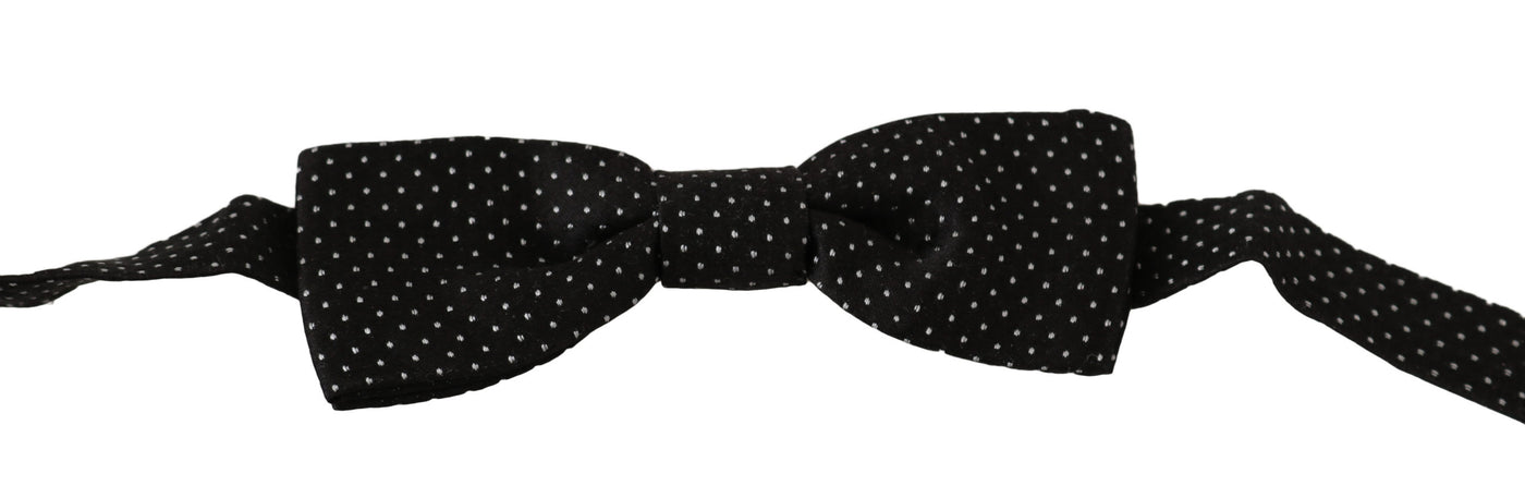 Nœud papillon ajustable en soie à pois noirs Dolce &amp; Gabbana pour homme