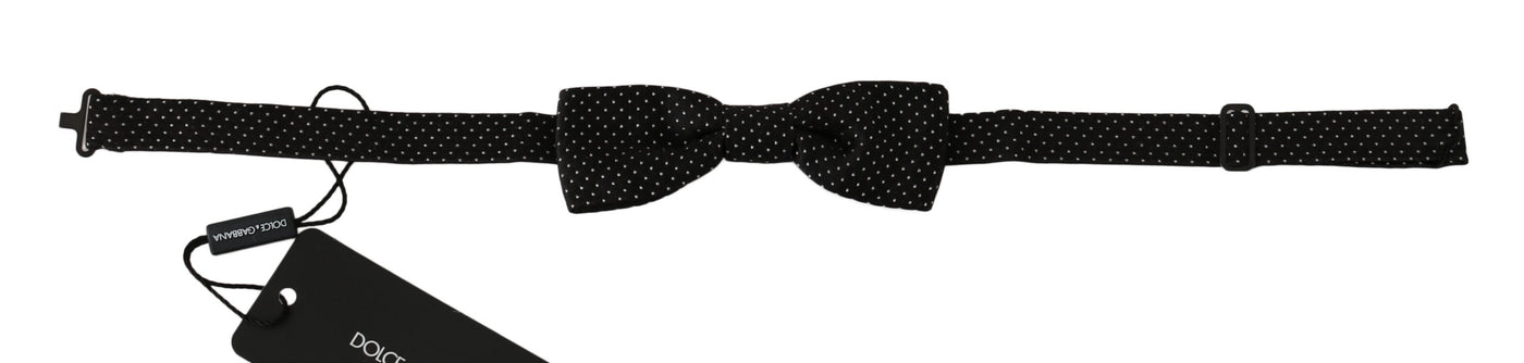Nœud papillon ajustable en soie à pois noirs Dolce &amp; Gabbana pour homme