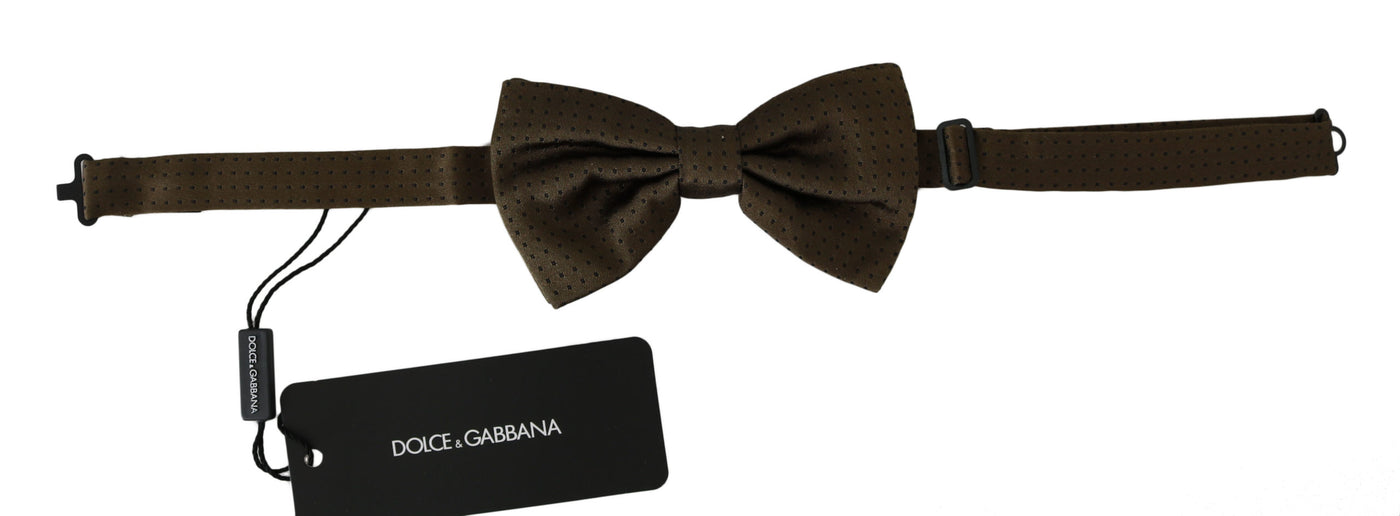 Nœud papillon ajustable en soie marron à pois Dolce &amp; Gabbana pour homme