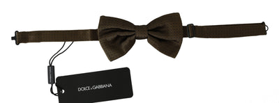 Nœud papillon ajustable en soie marron à pois Dolce &amp; Gabbana pour homme