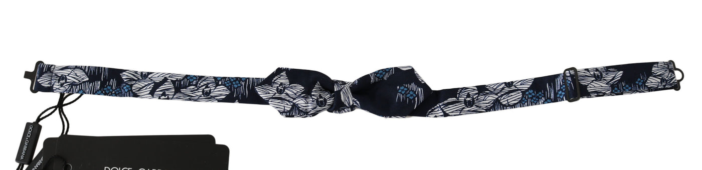 Dolce &amp; Gabbana Marineblauwe Vlinderdas met Verstelbare Hals en Bloemenmotief voor Heren