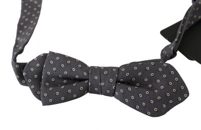 Dolce &amp; Gabbana Grijze Cirkels Zijden Slanke Verstelbare Hals Papillon Heren Strik