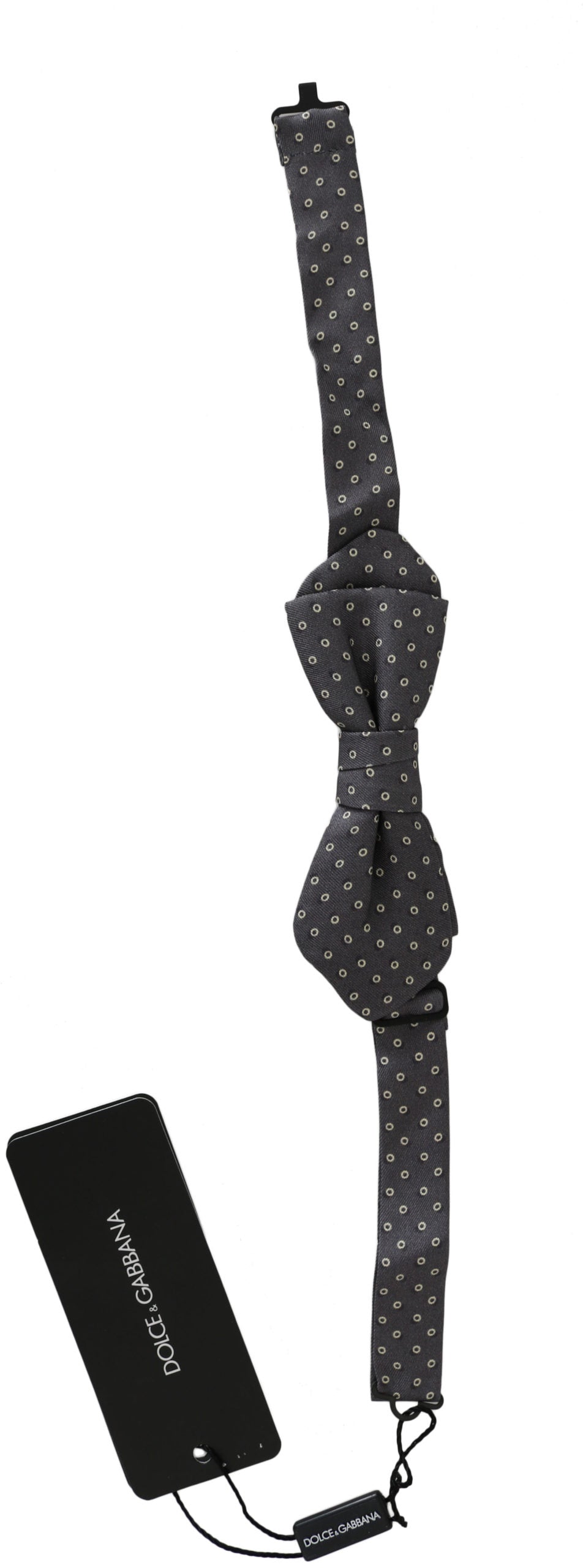 Dolce &amp; Gabbana Grijze Cirkels Zijden Slanke Verstelbare Hals Papillon Heren Strik