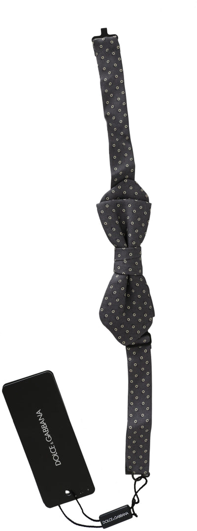 Dolce &amp; Gabbana Grijze Cirkels Zijden Slanke Verstelbare Hals Papillon Heren Strik