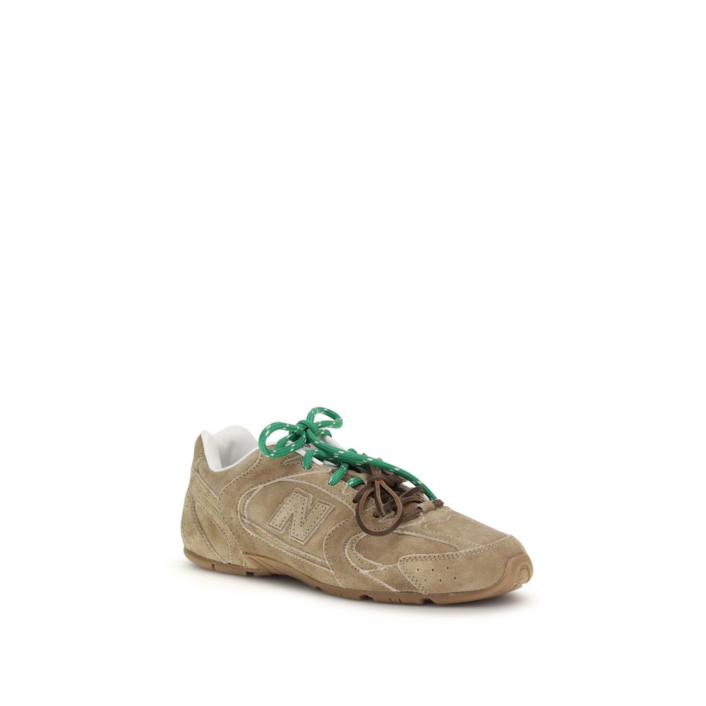 Miu Miu Beige Calf Leather Bos Taurus Athletic Sneakers