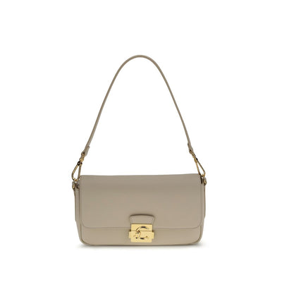 Coccinelle Beige Calf Leather Bos Taurus Shoulder Bag