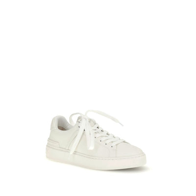Balmain White Calf Leather Bos Taurus Low Top Sneakers