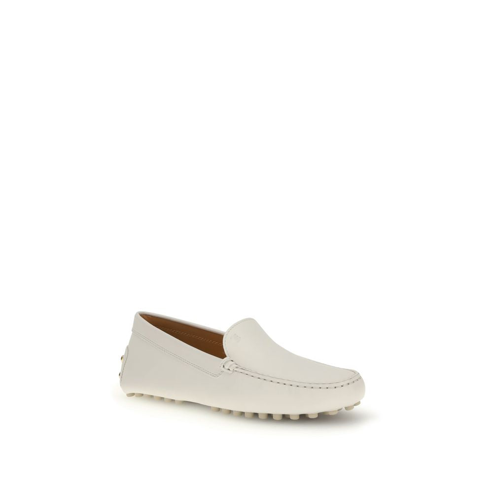 Tod's Cream Calf Leather Bos Taurus Slip-On Loafers
