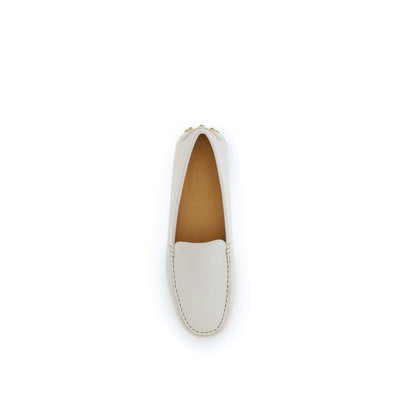 Tod's Cream Calf Leather Bos Taurus Slip-On Loafers