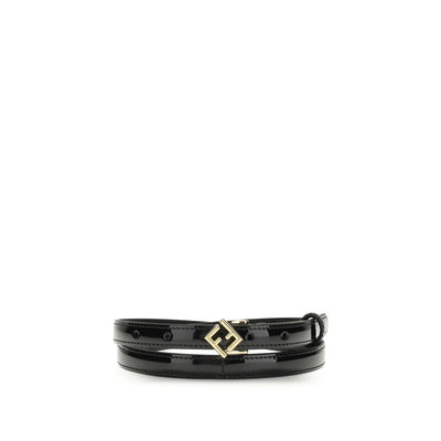 Fendi Black Calf Leather Bos Taurus Thin Belt