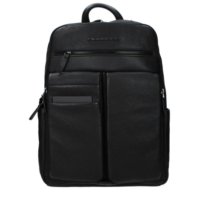 Piquadro Black Leather Backpack