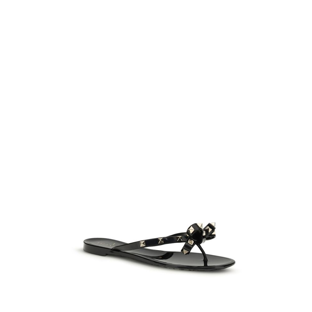 Valentino Garavani Black Pvc Flat Sandals
