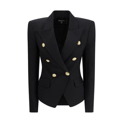 Balmain Black Wool Jackets And Coat