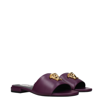 Versace Purple Leather Slippers