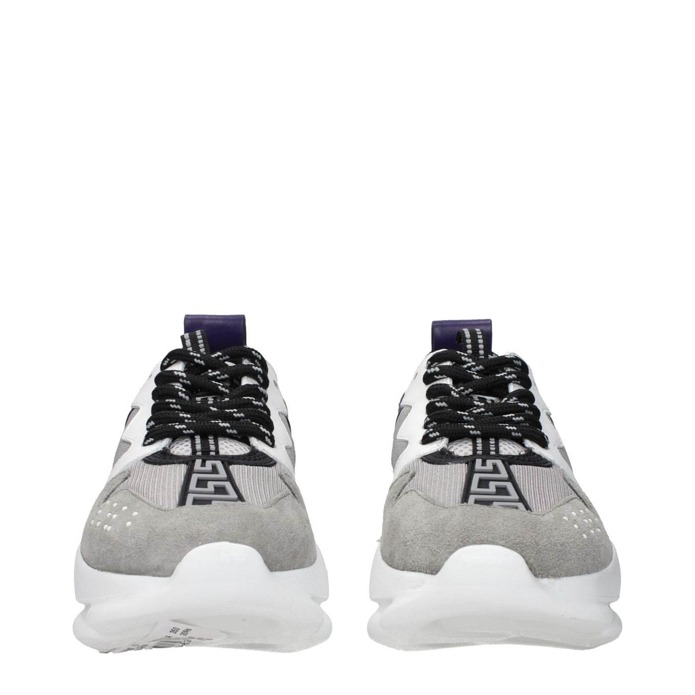 Versace Gray Leather Athletic Sneakers