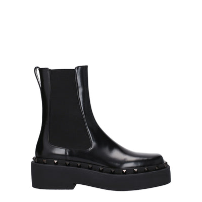 Valentino Garavani Black Leather Ankle Boots