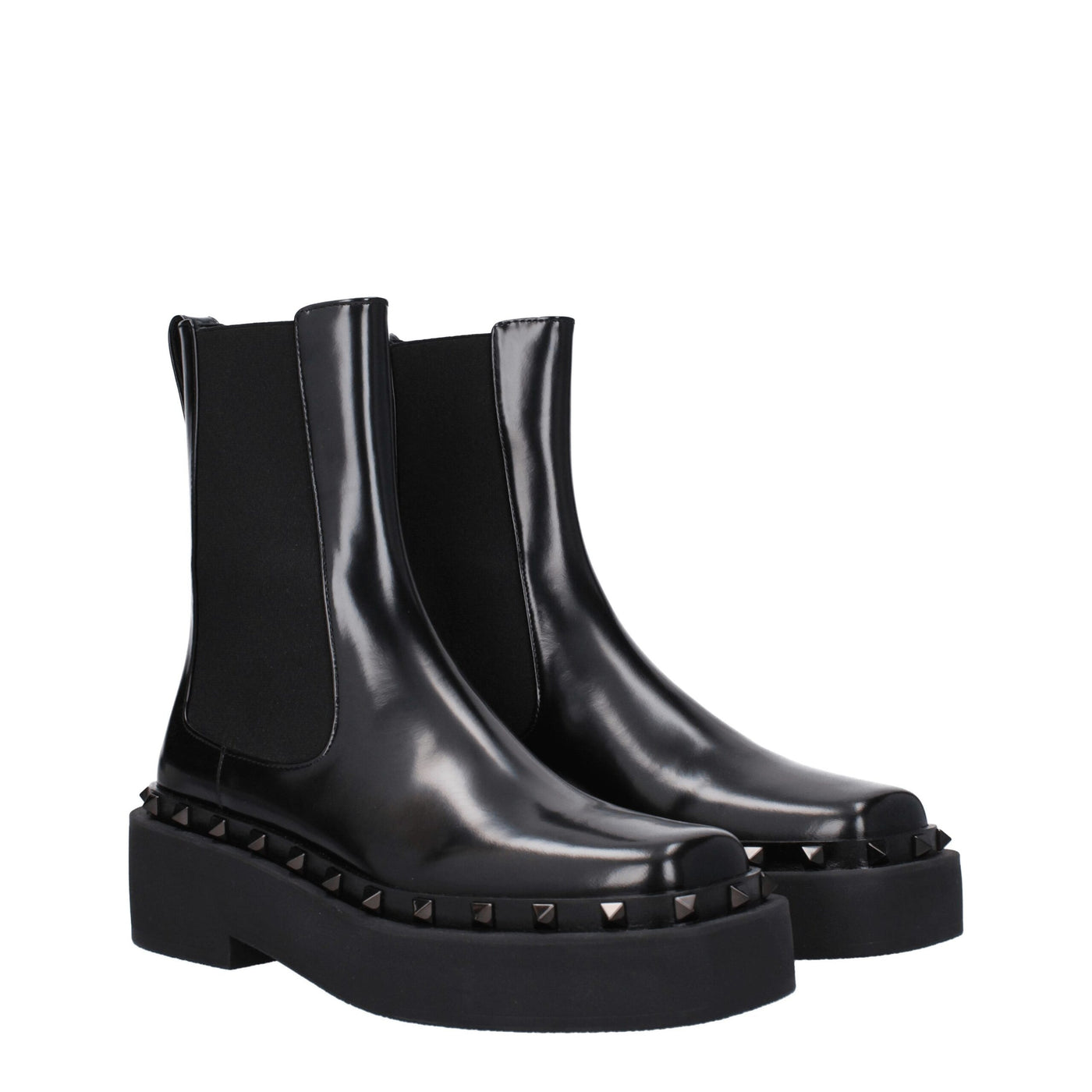 Valentino Garavani Black Leather Ankle Boots