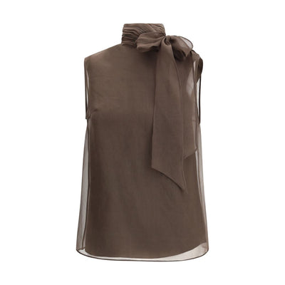 Brunello Cucinelli Brown Silk Blouse