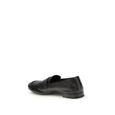 Prada Black Calf Leather Bos Taurus Slip-On Loafers