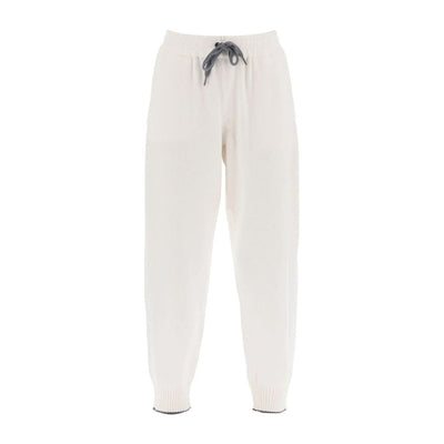 Brunello Cucinelli White Cashmere Athletic Pants