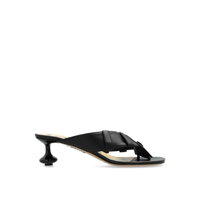 Loewe Black Lamb Leather Flat Sandals