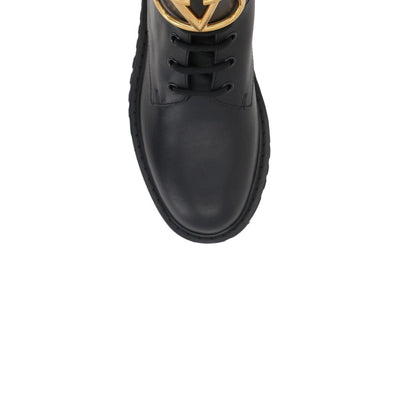Valentino Garavani Black Calfskin Lace-Up Boots