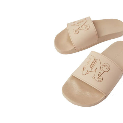 Palm Angels Beige Rubber Slides