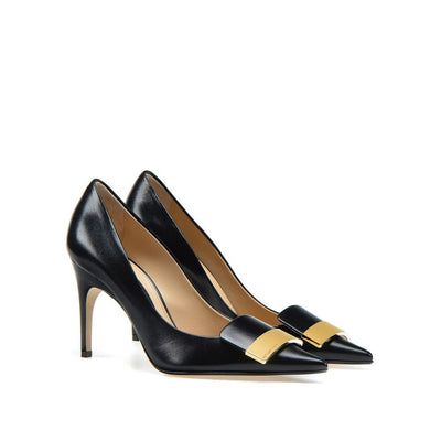 Sergio Rossi Black Calfskin High Heel Pumps