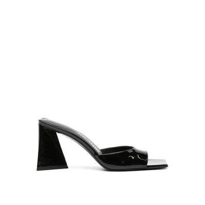 The Attico Black Calfskin Platform Sandals