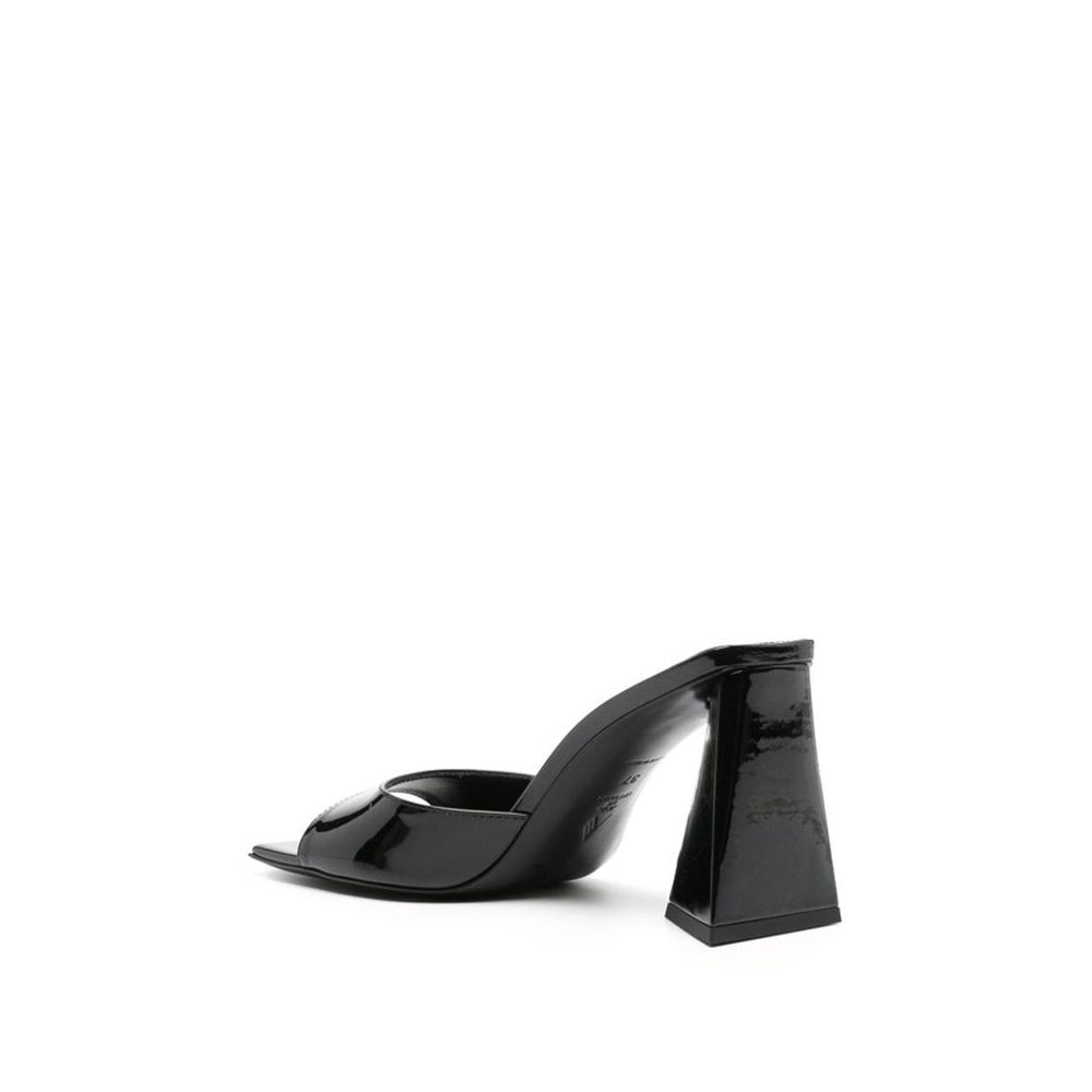 The Attico Black Calfskin Platform Sandals