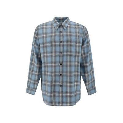 Ami Paris Blue Virgin Wool Pattern Shirt