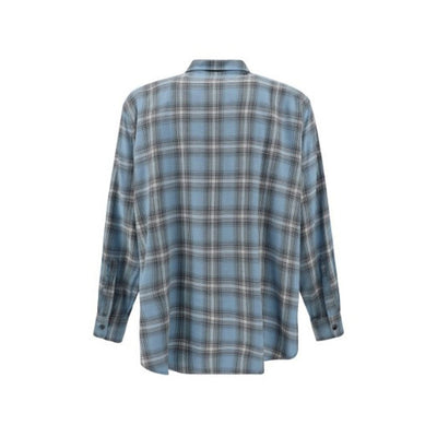 Ami Paris Blue Virgin Wool Pattern Shirt