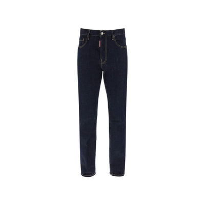 Dsquared² Blue Cotton Straight-Leg Jeans