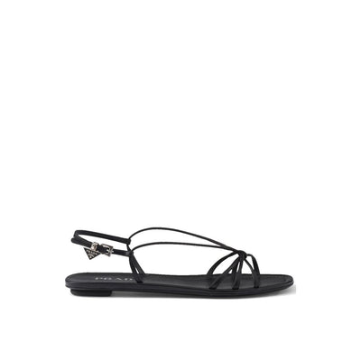 Prada Black Calfskin Strap-On Sandals