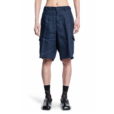 Prada Blue Linen Bermuda Shorts