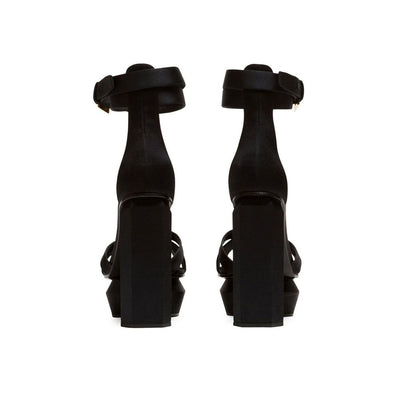 Balmain Black Silk Platform Sandals