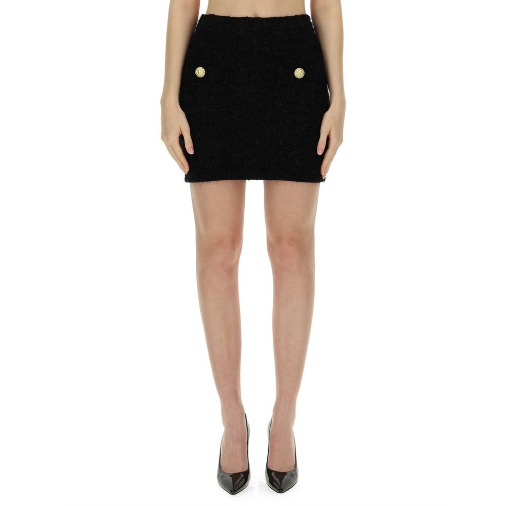 Balmain Black Cotton Mini Skirt