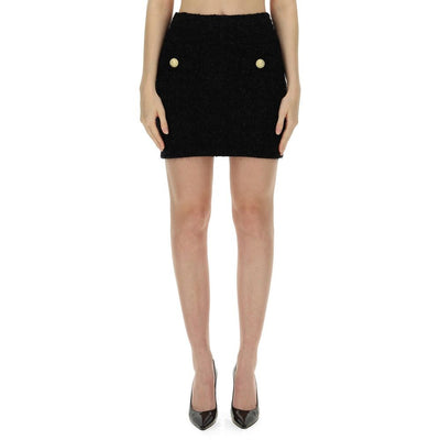Balmain Black Cotton Mini Skirt