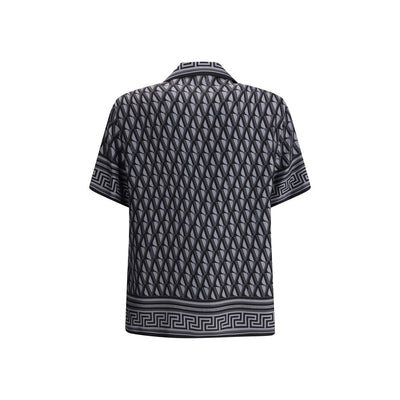 Versace Gray Silk Pattern Shirt
