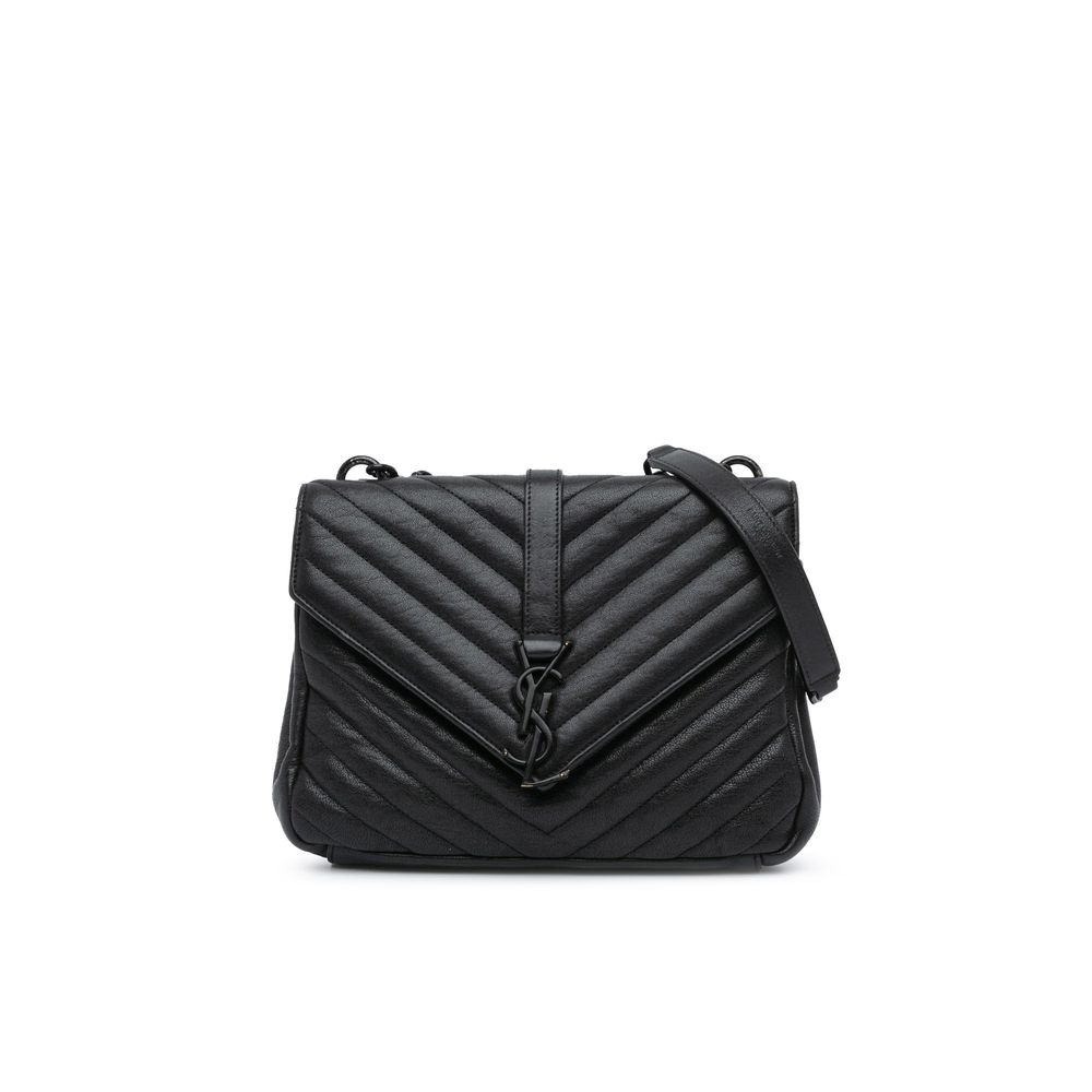 Saint Laurent Black Leather Satchel Bag