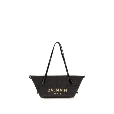 Balmain Black Raffia Shoulder Bag