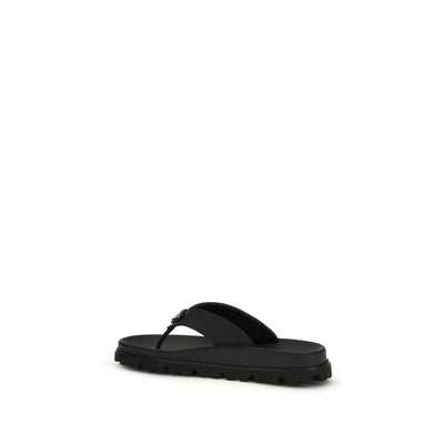 Prada Black Rubber Flip-Flop Sandals