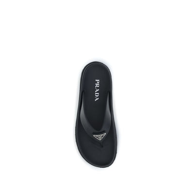 Prada Black Rubber Flip-Flop Sandals