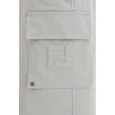 Fendi Silver Cotton Cargo Pants