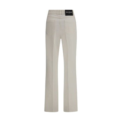 Balmain White Cotton Straight-Leg Jeans