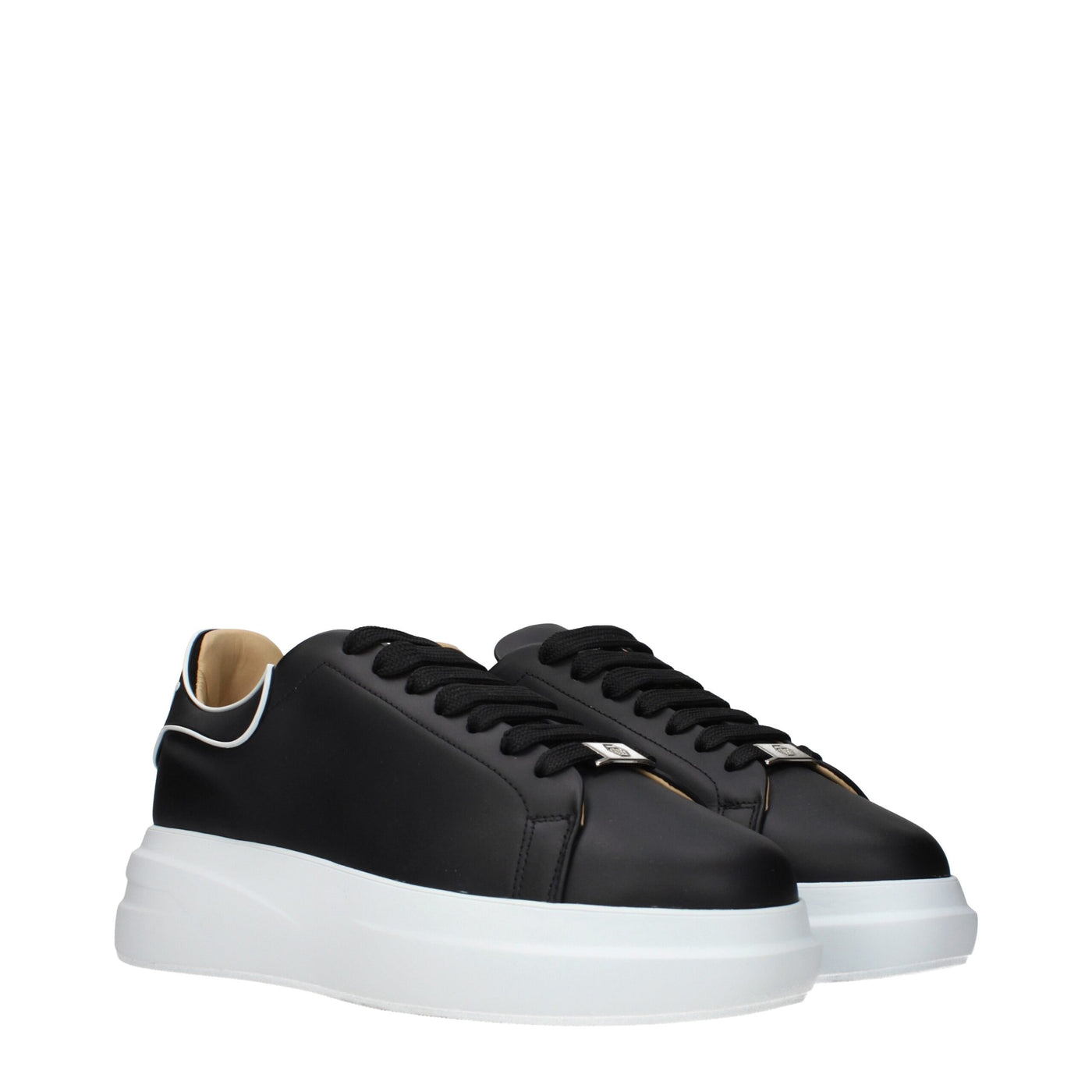 Philipp Plein Black Leather Chunky Sneakers