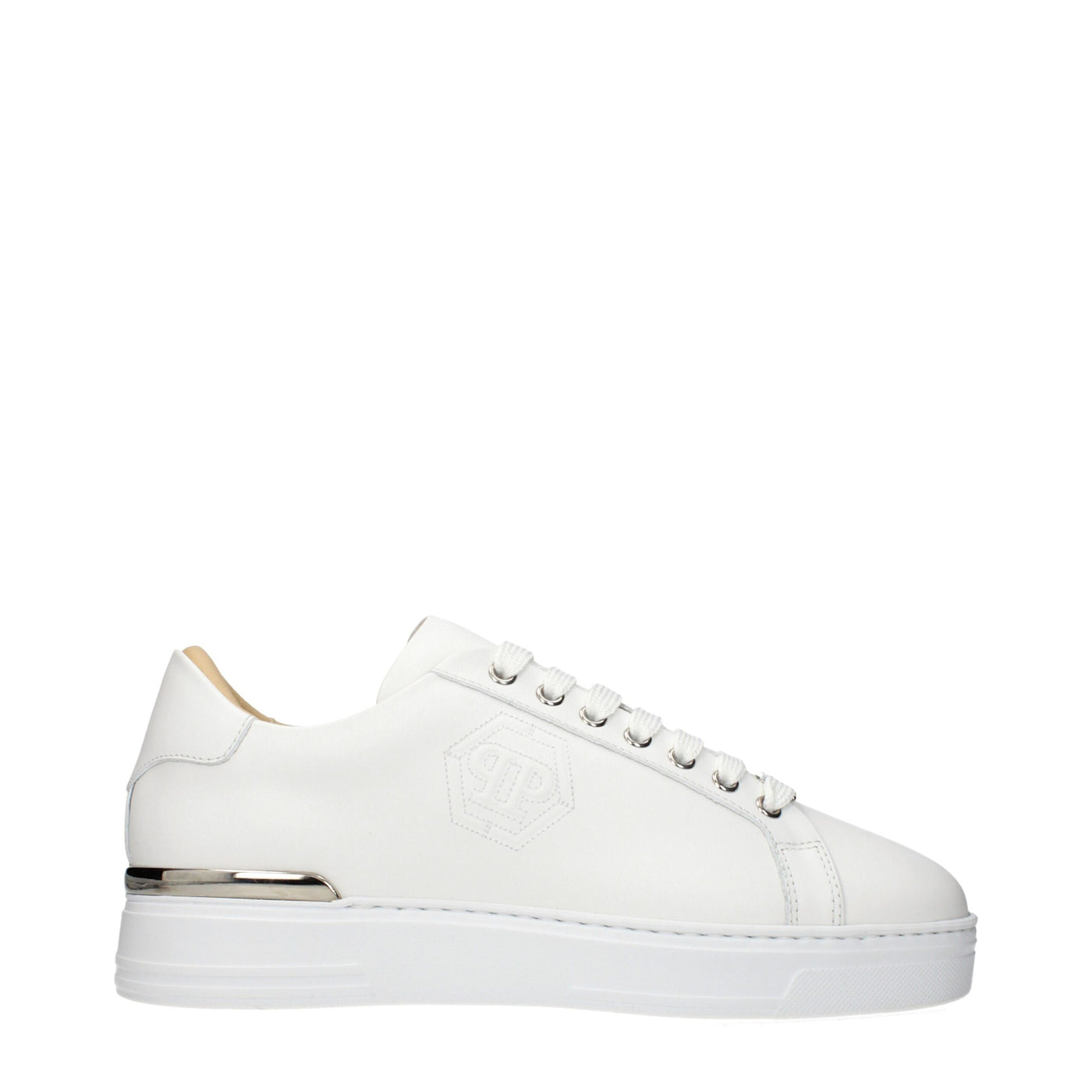 Philipp Plein White Leather Low Top Sneakers